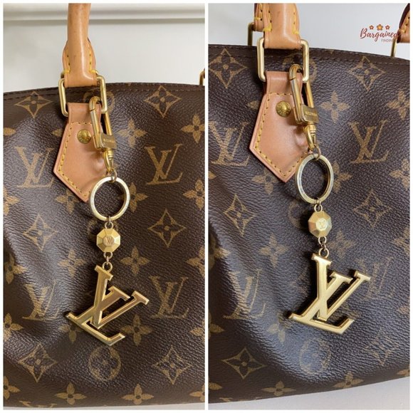 Authentic LOUIS VUITTON Gold LV Facettes Bag Charm & Key Holder - Picture 9 of 13